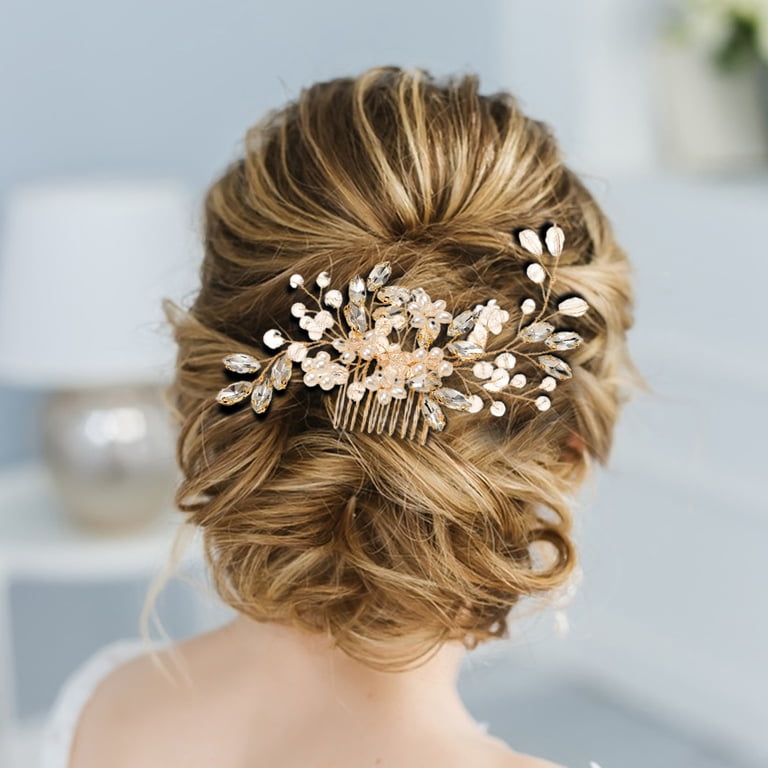 Elegant Brown Fur Hair Accessory Gold Decorations Amazon.com : BARTOSI Moon Star Wedding Hair Clips Gold  main image 2