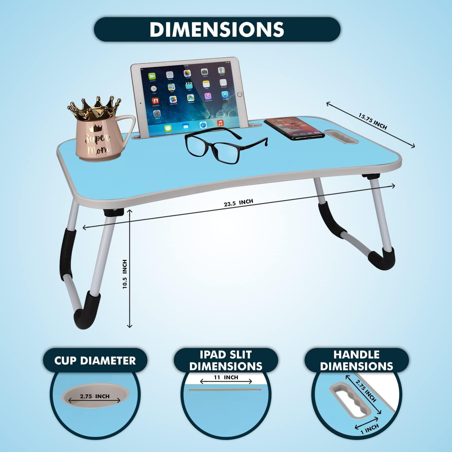 MavoCraft / Folding Lap Desk for Bed and Sofa / Blue