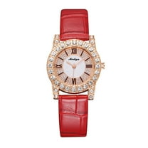 Jewelry VerPetridure New Faux Leather Watch Rhinestone Roman Scale Female Watch
