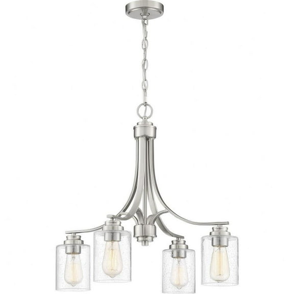 Four Light Chandelier in Transitional Style 23 inches Wide By 22 inches High-Brushed Polished Nickel Finish-Clear Seeded Glass Color Bailey Street