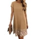 thumbnail image 3 of TaTaai Women's Spring Summer Printed Dress Short Sleeve Round Neck Loose Fit Knee Length Chiffon Shift Dress with Floral Hem Casual Gift, 3 of 6