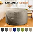 thumbnail image 4 of Baxluxe 4FT Bean Bag Chair: Bean Bag with Velvet Cover, Fluffy and Comfy Bean Bag Chairs for Adults and Kids, Bean Bag Sofa Filled with High-Density Sponge for Gaming (Light Grey), 4 of 7