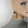 thumbnail image 3 of Beautiful Large Faux Leather Animal Print Statement Earrings, Platinum Earwires, 3 of 4