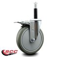 thumbnail image 2 of 6 Inch Gray Poly Swivel 3/4 Inch Expanding Stem Caster Total Lock Brake SCC, 2 of 2