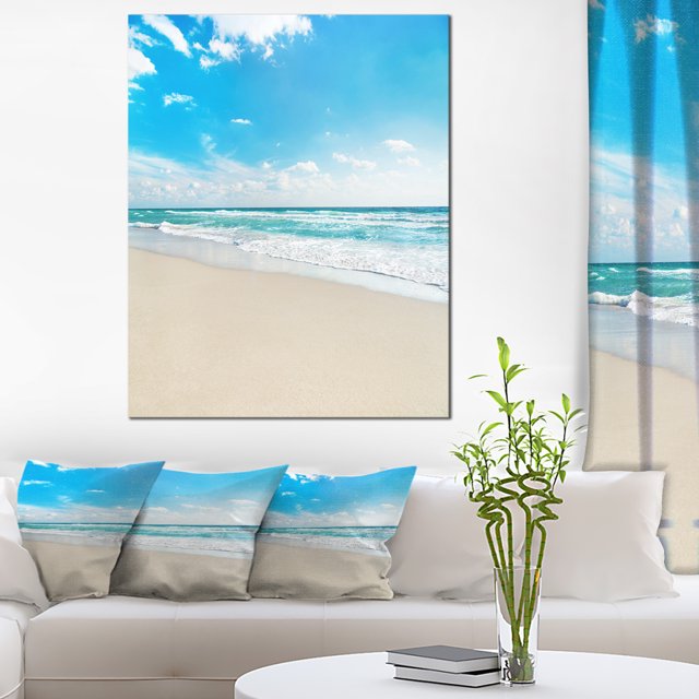 Plage de Mer contre les Vagues - Impression sur Toile