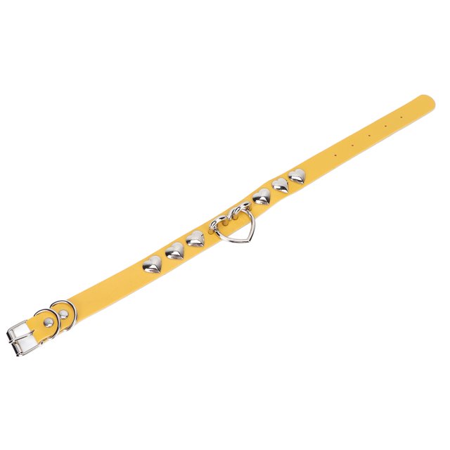 Gargantilla de cuero de PU, decoración en forma de corazón, ajustable, elegante, lindo collar, regalo de joyería, amarillo
