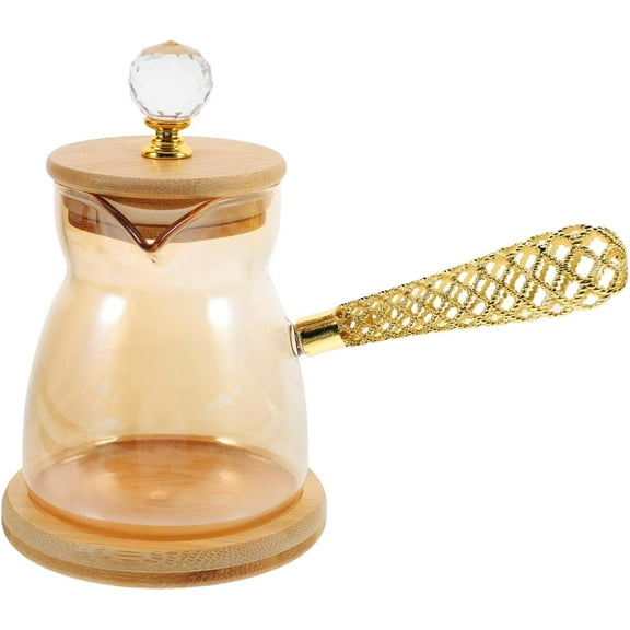 ABPETE Vintage Turkish Coffee Maker,Glass Pot with Heat-Resistant Long Handle, Traditional  for Stovetop & Gas Range,Home Barista Essentials