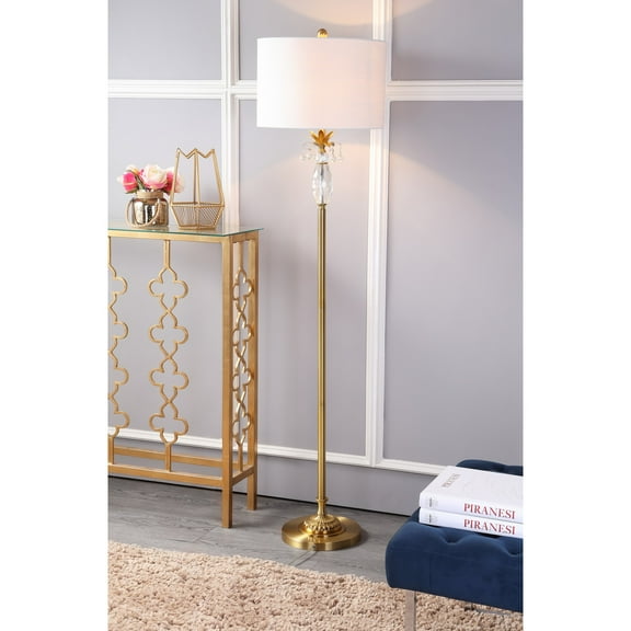 JONATHAN Y Adalyn 61" Crystal / Metal LED Floor Lamp, Clear/Brass Gold, JYL2031A
