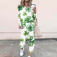 thumbnail image 2 of lcziwo Oversized Sweatsuit for Women 2 Piece St.Patrick's Day Tracksuit Cute Graphic Hooded Sweatshirt with Long Jogger Pants Loungewear,Green,M, 2 of 5