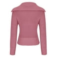 thumbnail image 5 of Lovskoo Sweaters for Women Trendy Casual Solid Color Lapel Collar Long Sleeve Loose T-Shirt Blouse Pullover Tops Hot Pink, 5 of 5
