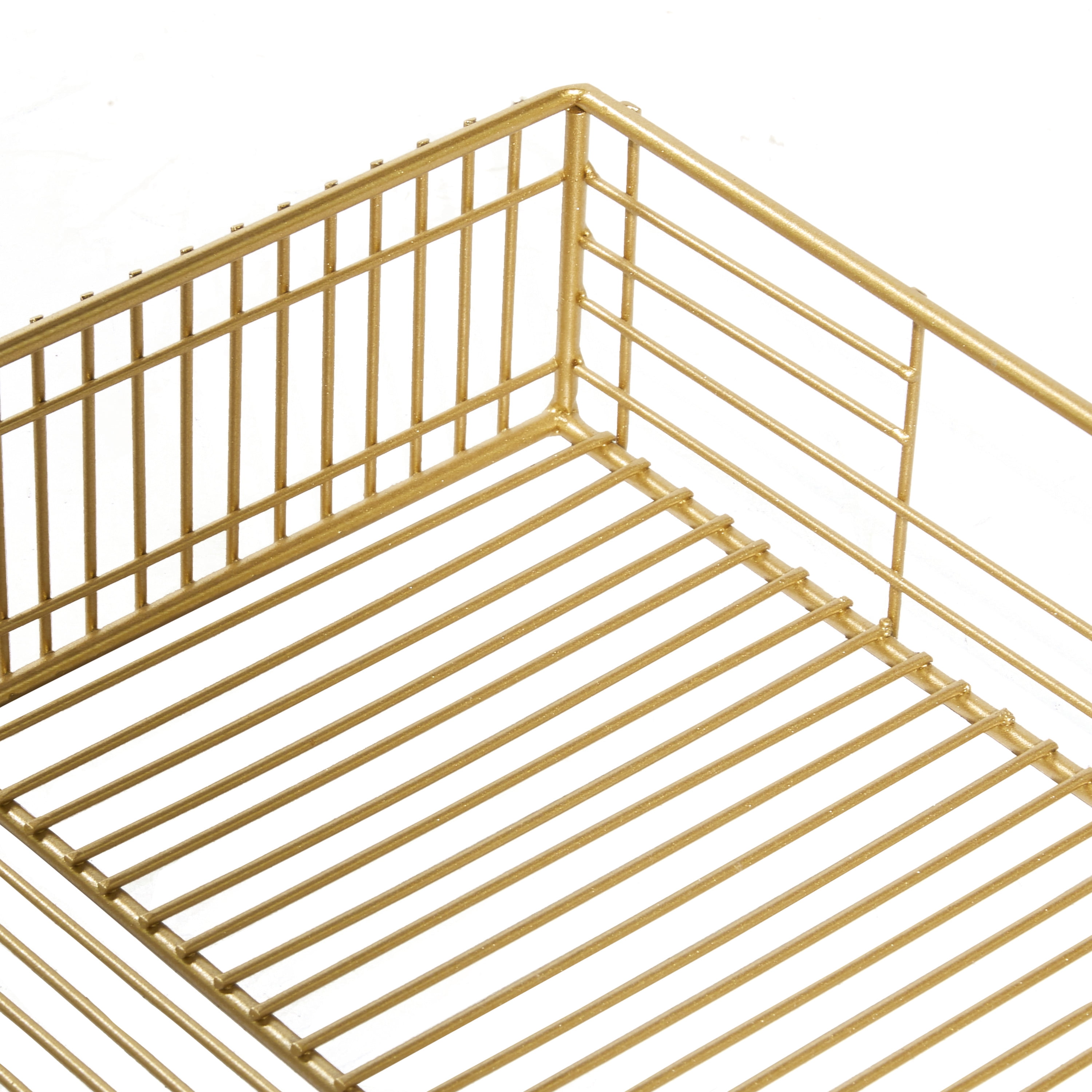 CosmoLiving by Cosmopolitan 17", 19"W Gold Metal Wire Tray, 2-Pieces