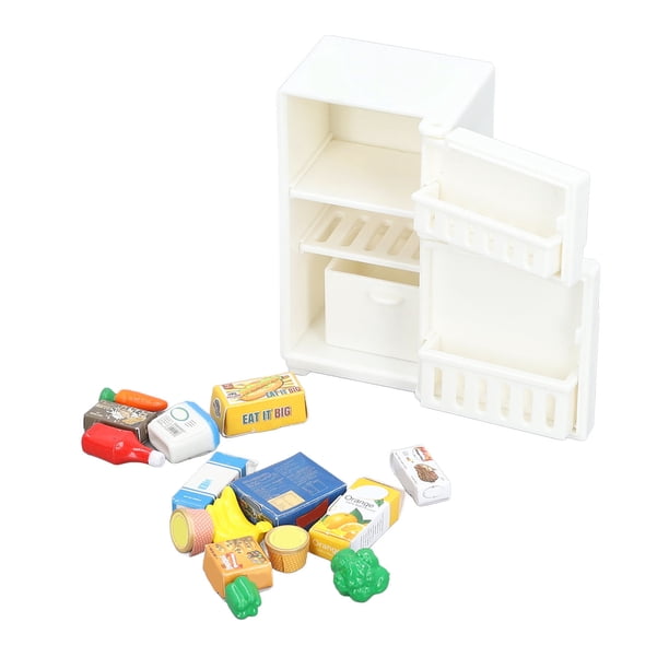 Mini Réfrigérateur Miniature de Maison de Poupée Modèle 1 Échelle 12 Déco Jeu d'Imitation Jouet Famille Réfrigérateur en Bois