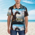 thumbnail image 2 of Fuzoiu Clear Sky Mountain Red Dragon Print Hawaiian Shirt for Men, Summer Beach Casual Short Sleeve Button Down Shirts, Men’s Beach Summer Shirts with Pocket,XX-Large, 2 of 7