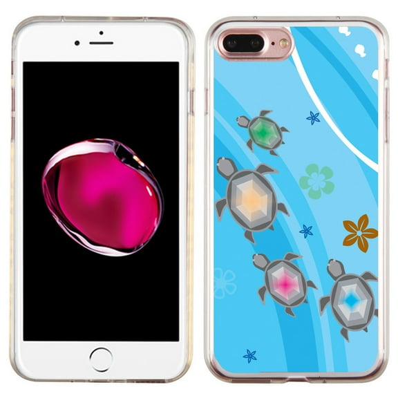 Slim-Fit Case for Apple iPhone 8 PLUS / 7 PLUS, OneToughShield ® Premium TPU Gel Protector Phone Case - Happy Turtle
