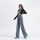 thumbnail image 4 of Pantalones vaqueros de cintura alta para mujer, ropa de mezclilla de algodón de pierna ancha, Pantalones rectos, pantalones casuales azules Retro cómodos de moda, otoño, 4 of 5