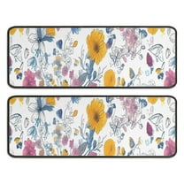 Kitchen Rugs Sets Of 2,Pioneer Flower Floral Print Pattern Anti Fatigue Kitchen Mat Rugs Non Slip Washable,Decorative Kitchen Floor Mats for Kitchen,Sink,Laundry,17"x47" 17"x47"