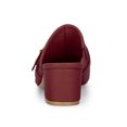 thumbnail image 2 of BLISSFUL STEP Women's Shoes Buckle Strap Pointed Toe Chunky Heel PU Vamp Mule Shoes Burgundy 8, 2 of 7