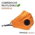 thumbnail image 2 of Cubrebocas con Válvula Facex American Naranja 5 capas de tela protectoras 14 X 14 cm, 2 of 4