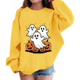 thumbnail image 2 of Girls Halloween Pumpkin Ghost Sweatshirts Oversized Cute Cotton Sweater.Teen Kids Long Sleeve Crew Neck Pullover Tops Trendy Casual Comfortable Ribbed Cuffs Hoodies, 2 of 7