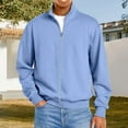 thumbnail image 2 of Men's Full-Zip Casual Cardigan - Long Sleeve, Loose Fit, Fall Fashion, Regular Fit, Sky Blue, Size XXL, 2 of 5