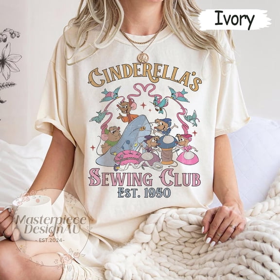 Disney Cinderella Est 1950 Comfort Colors 1 T-Shirt, Cinderella And Co Sewing Club Shirt, Disney Princess Sewing, Cinderella And Mice Tee