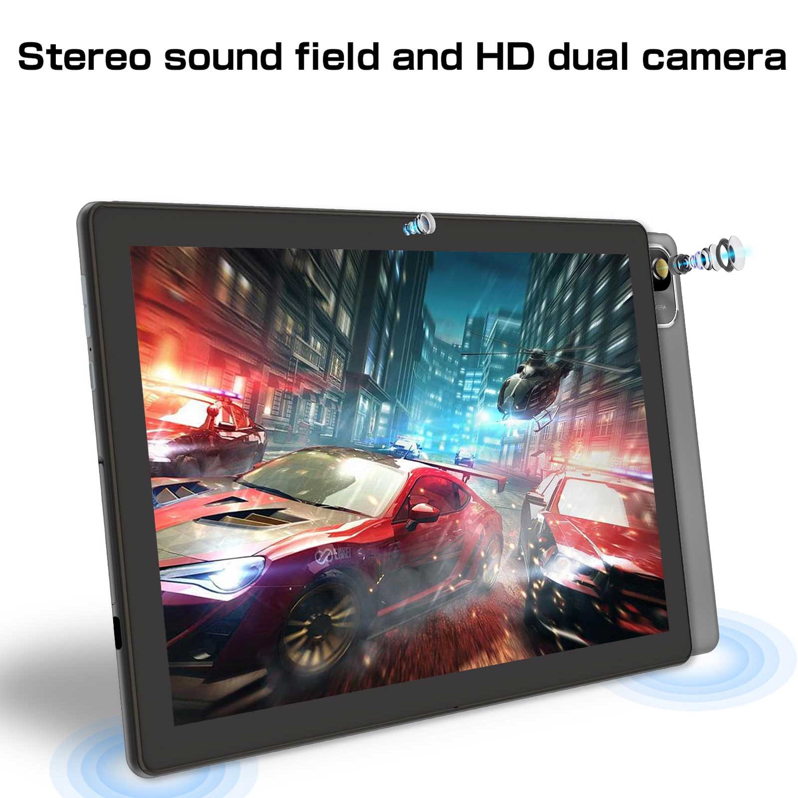 10.1-Inch Android 12 Tablet with 6GB+64GB, 1TB Expandable, IPS HD Screen, WiFi 6, Bluetooth 5.2, Dual Camera, 6000mAh Battery