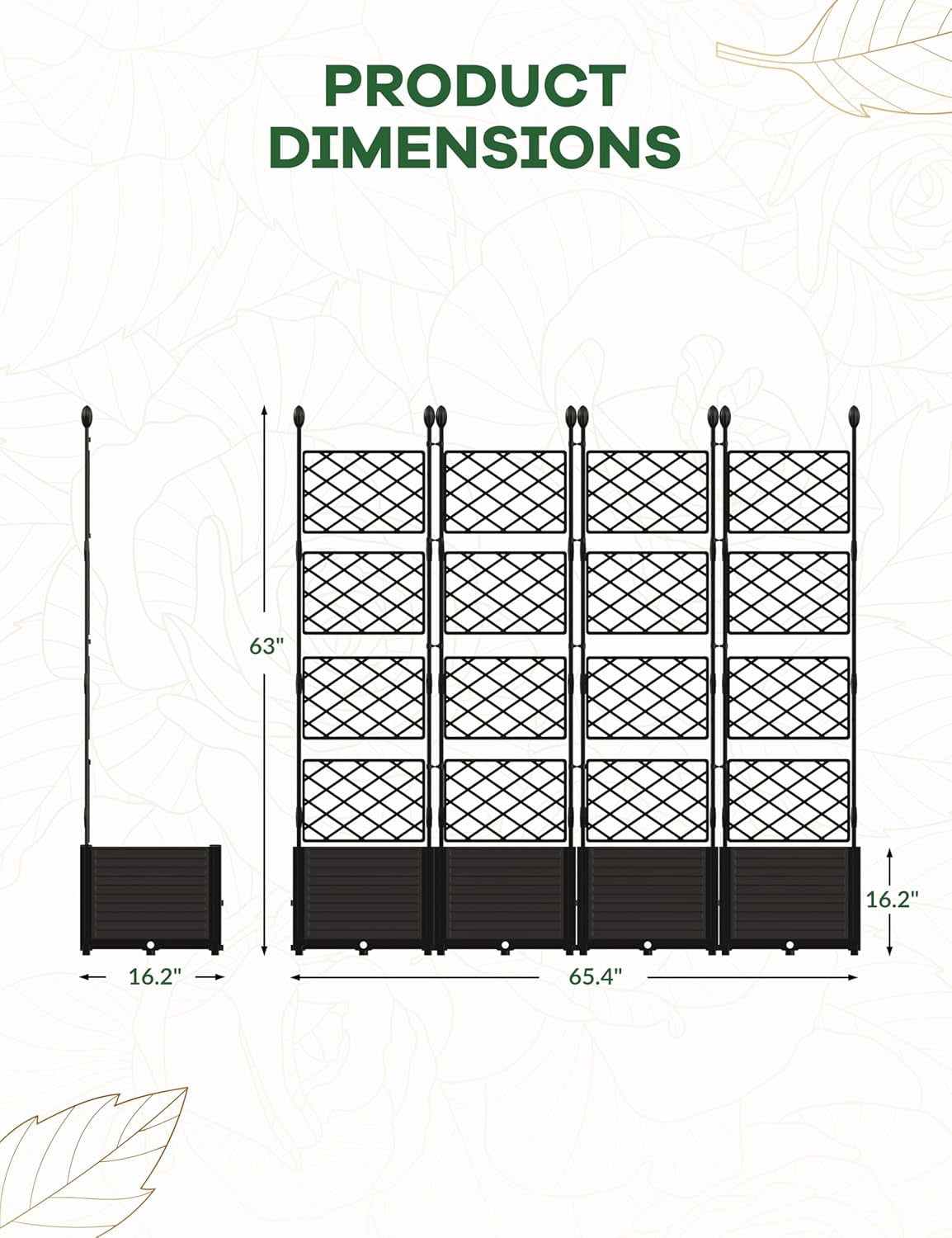 Planter Box Trellis,Large Outdoor Raised Garden Bed with Trellis,Outdoor Raised Box Privacy Screen for Climbing Plants,Planter Box for Patio Balcony Backyard Patio
