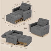 Couch Bed, Lofka Convertible Sofa and Couch Bed with Adjustable Backrest, Dark Gray Recliner