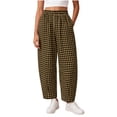 thumbnail image 3 of Hesxuno Women Gingham Plaid Pants Loose Fit Barrel Pants Wide Leg Pajama Trousers 2026 Comfortable Breathable Sleep Bottoms Brown S, 3 of 7