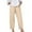 A-Khaki541, variant on XIAONU Womens Linen Pants Elastic Waist High Waist Cropped Pants Soft Comfy Summer Outdoor Pants