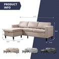 thumbnail image 2 of ZAFLY Reversible Sectional Couch Set 3 Seat, L Shaped Modular Sleeper Sofa Bed with Flexible Storage Ottoman Chaise, Modern Sofa Couches for Living Room/Apartment/Office - Beige, 2 of 7