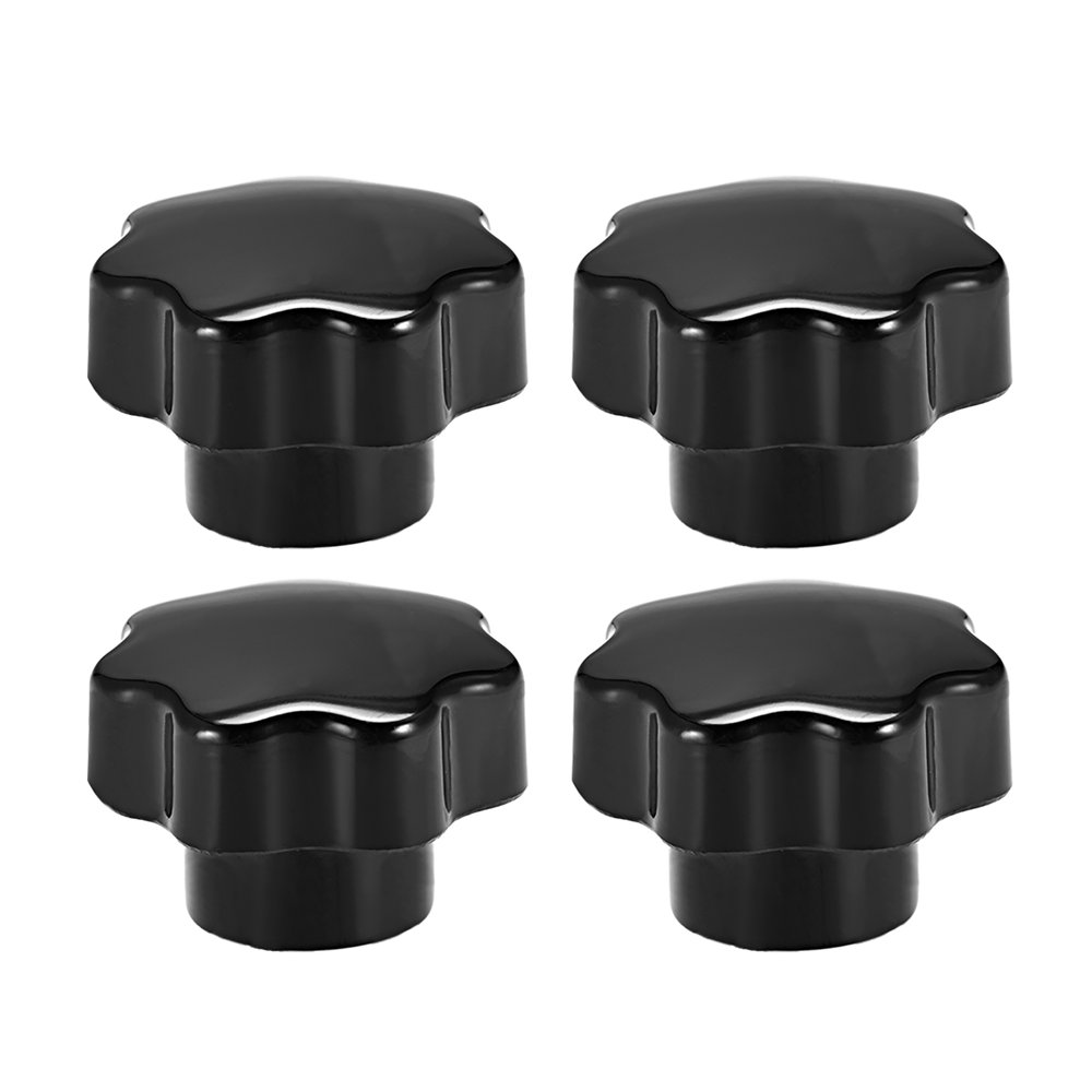 4 Pcs Star Knob Grip Handle M10 Dia Brass Insert Female Threaded Black