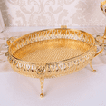 thumbnail image 2 of 2X Home Food Tray Vintage Fruit Plate Table Snack Iron Storage Box Oval Tray Gold Fruit Basket Desk Decor, 2 of 6
