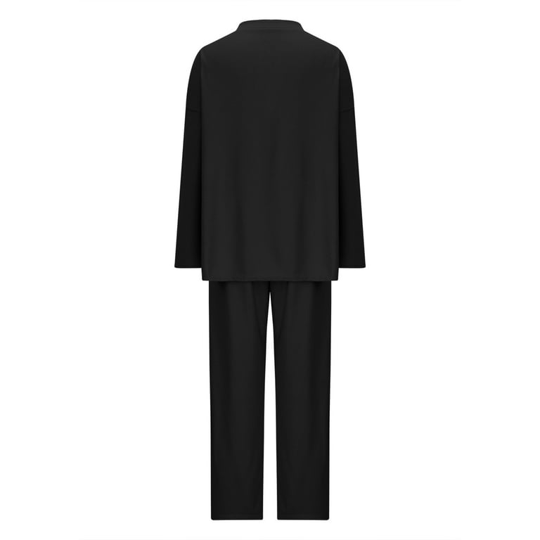 Posijego Women's Plus Size 2 Piece Outfit Sweatsuit Button Long