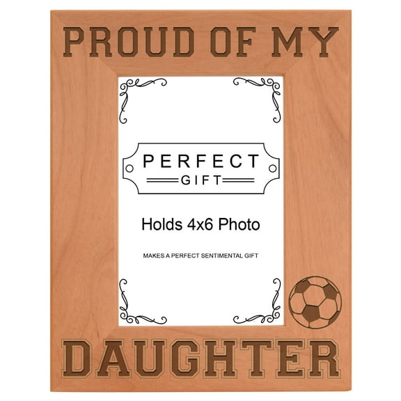 ThisWear Soccer Dad Mom Gift Proud of my Daughter Wood Laser 4x6 Portrait Picture Frame