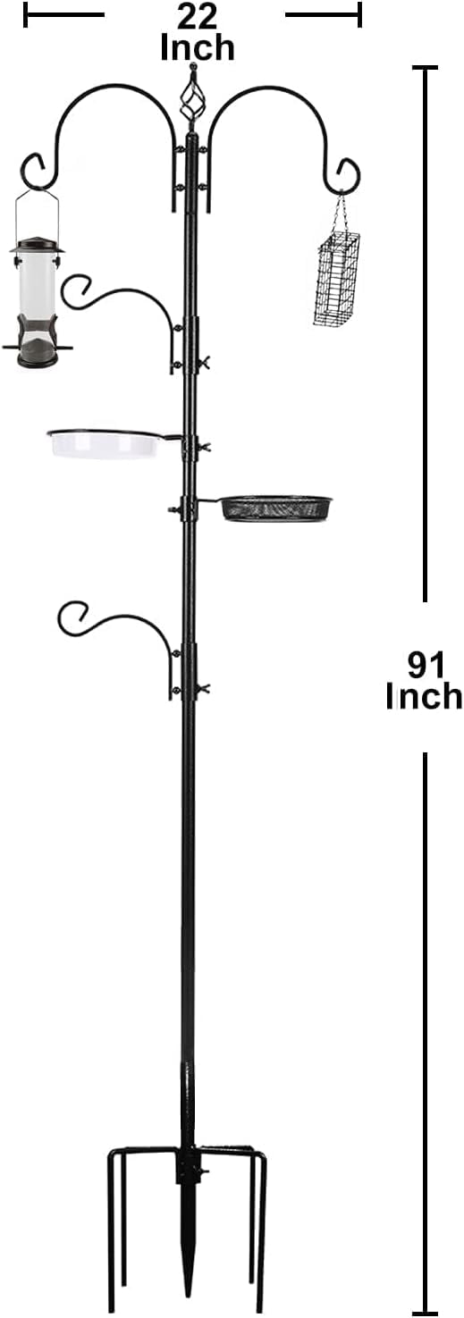Bird Feeding Station Kit Bird Feeder Pole Wild Bird Feeder Hanging Kit Planter Hanger Multi Feeder Hanging with Metal Suet Feeder Bird Bath for Attracting Wild Birds