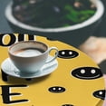 thumbnail image 2 of Ambesonne Emoji Fitted Round Tablecloth, Modern Saying with Funny Face, 45"- 56" Diameter, Mustard Black, 2 of 4