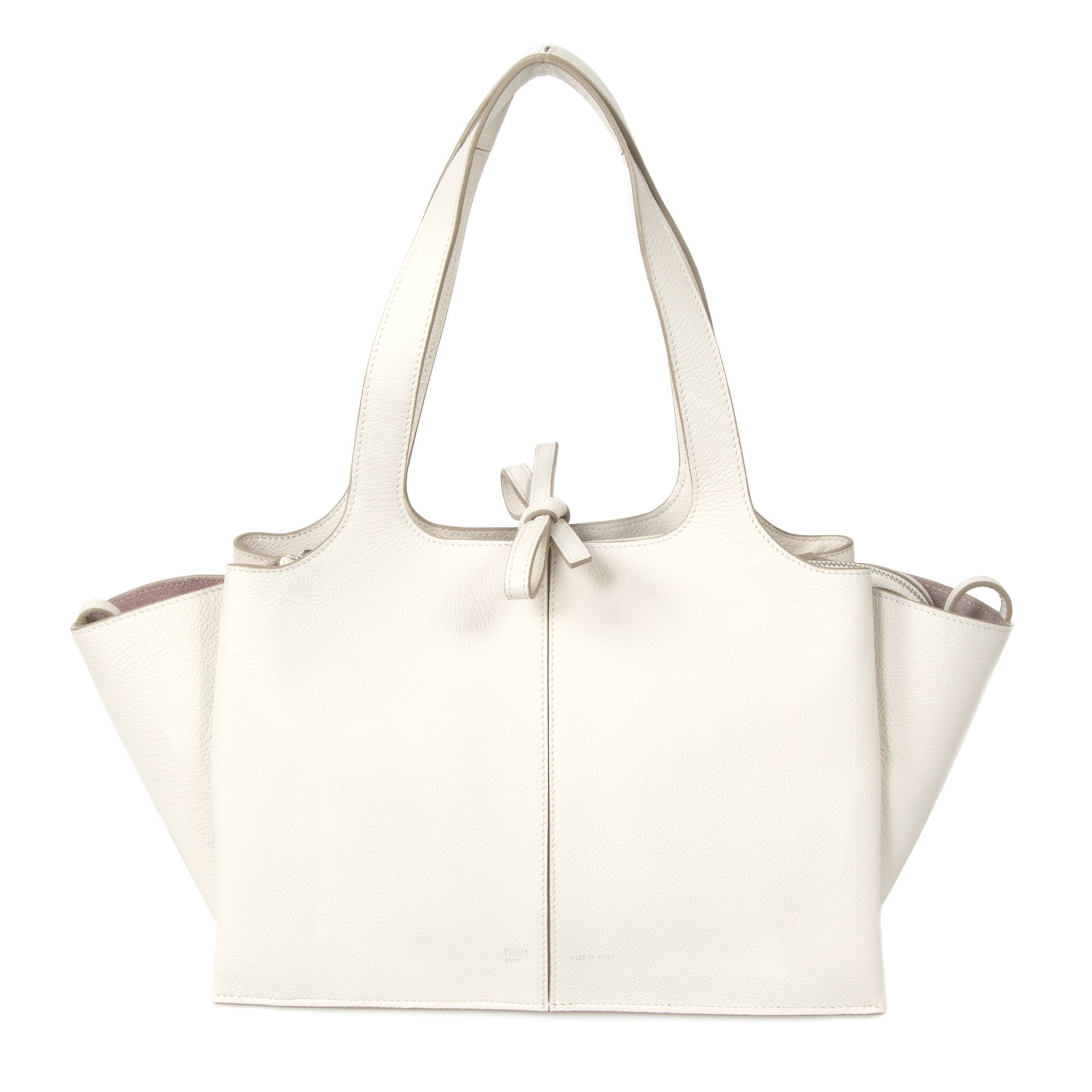 Celine Tri-Fold Shoulder Bag | Ivory Grained Calfskin Leather