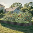 thumbnail image 5 of Uforic 12ftx4ft Extra-Large Raised Garden Bed Kit,Outdoor Galvanized Metal Patio Planter Box with Safety Rubber & Ground Nails&Gloves, for Vegetables Flowers,Black, 5 of 8