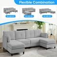 thumbnail image 4 of ZAFLY U Shaped Sectional Sofa with Movable Ottoman, Corduroy Sectionals for Living Room - Light Gray, 4 of 6