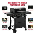 thumbnail image 3 of Feasto 4-Burner Propane Gas Grill, Outdoor Grill with 2 Side Tables and Porcelain-Enameled Grates, Black, 3 of 10