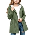 thumbnail image 2 of FSYBOA Girls Windbreaker Jackets, Waterproof Long Sleeve Comfortable Full Zip Hooded Outerwear Army Green Size 15-16T, 2 of 8
