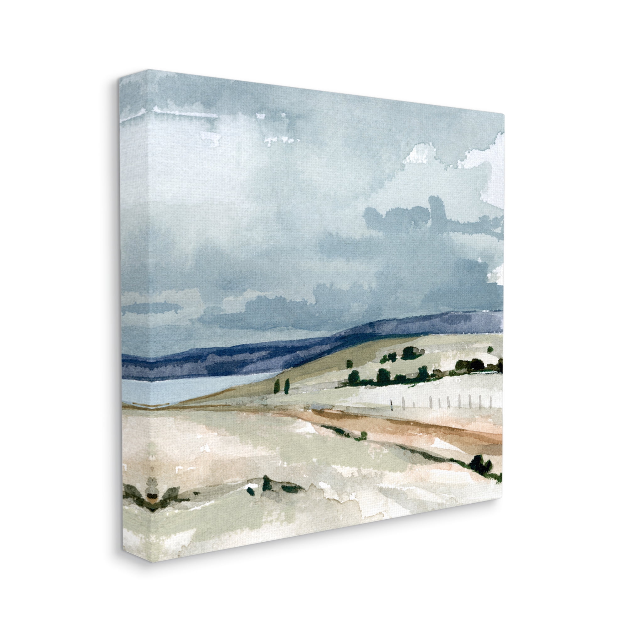 Stupell Industries Cloudy Country Mountain Road Watercolor Detail Scene Painting Gallery Wrapped Canvas Print Wall Art, Design by Emma Caroline