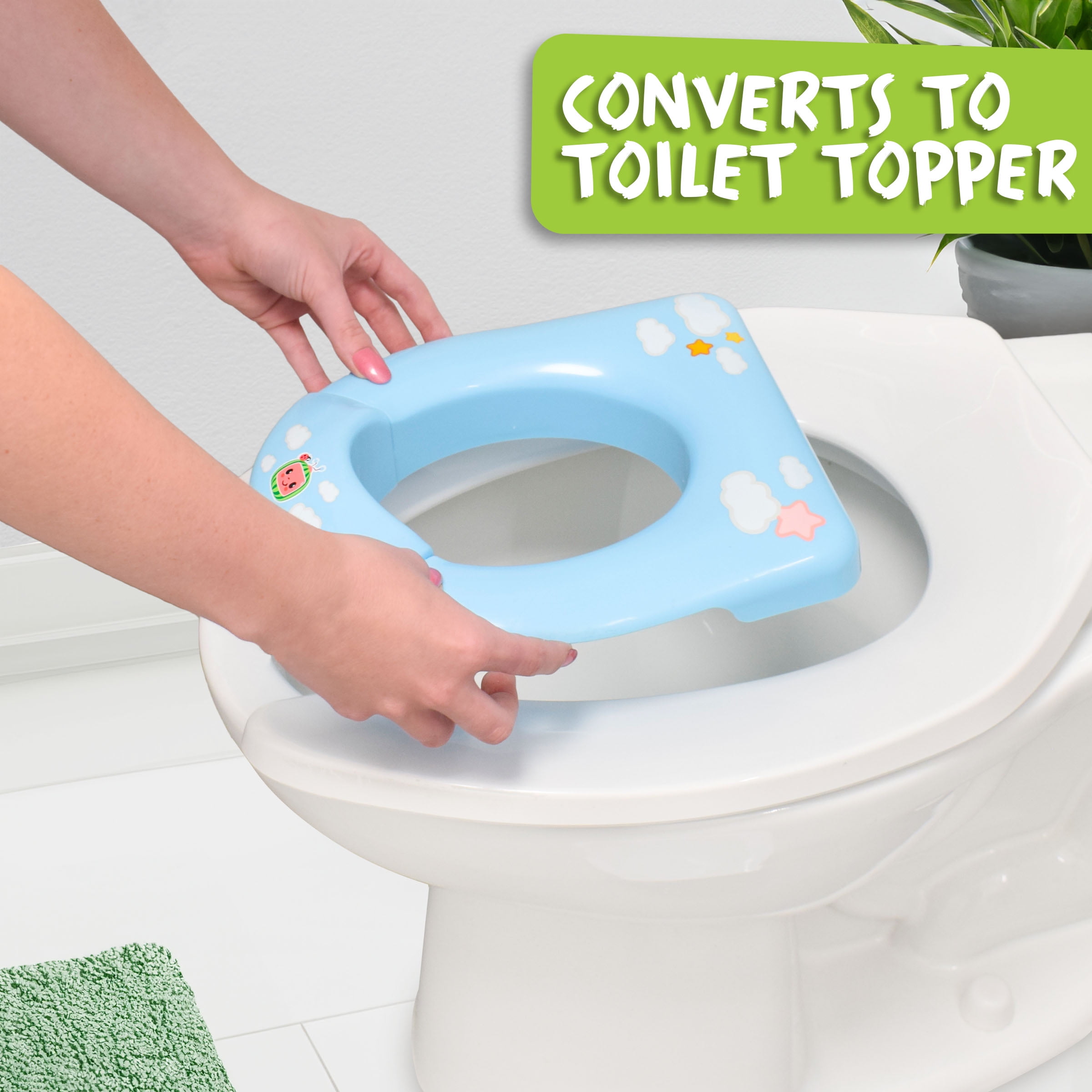 CoComelon Musical Transition Potty Trainer - Splash Guard, Storage, Unisex Children 12+ Months
