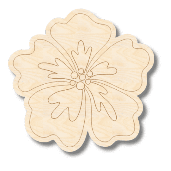 Unfinished Wood Etched Beach Flower Shape 18" / 1/4"