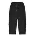 thumbnail image 5 of UAMVSH Walking Shorts for Women Knee Length Pockets Hiking Workout Cargo Capri Pants Drawstring Travel Elastic Waist Yoga Athletic Shorts, 5 of 7