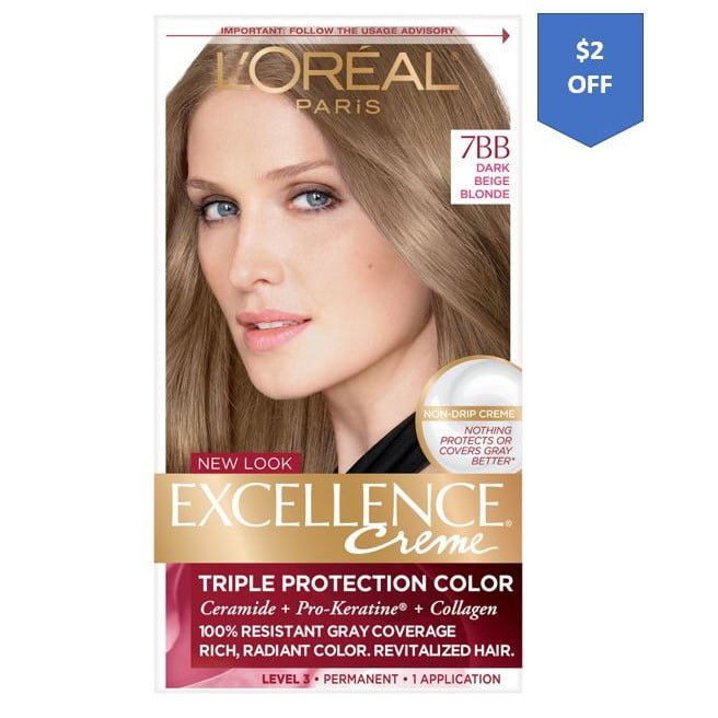 L Oreal Paris Excellence Creme Permanent Triple Protection Hair Color 7bb Dark Beige Blonde 1 Kit Walmart Com