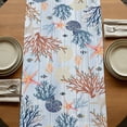 thumbnail image 5 of Table Runners 70 Inches Long Dress Scarves, Blue Coastal Farmhouse Coffee/Dining/Kitchen Table Decor, Holiday Table Runner, Coral Shell Starfish Seahorse Summer Beach 13x70 Inch, 5 of 9