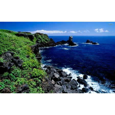 Laminated Poster Jeju Island South Korea Skyline Glossy Poster Banner Beach Poster Print 24 x (Best Beaches In South Korea)