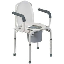 DMI Portable Toilet for Adults, Deluxe Commode For The Elderly, Drop Arm Commode For Easy Transfers, Steel Portable Toilet or Porta Potty, Easy No Tool Assembly, White